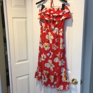 Floral strapless dress